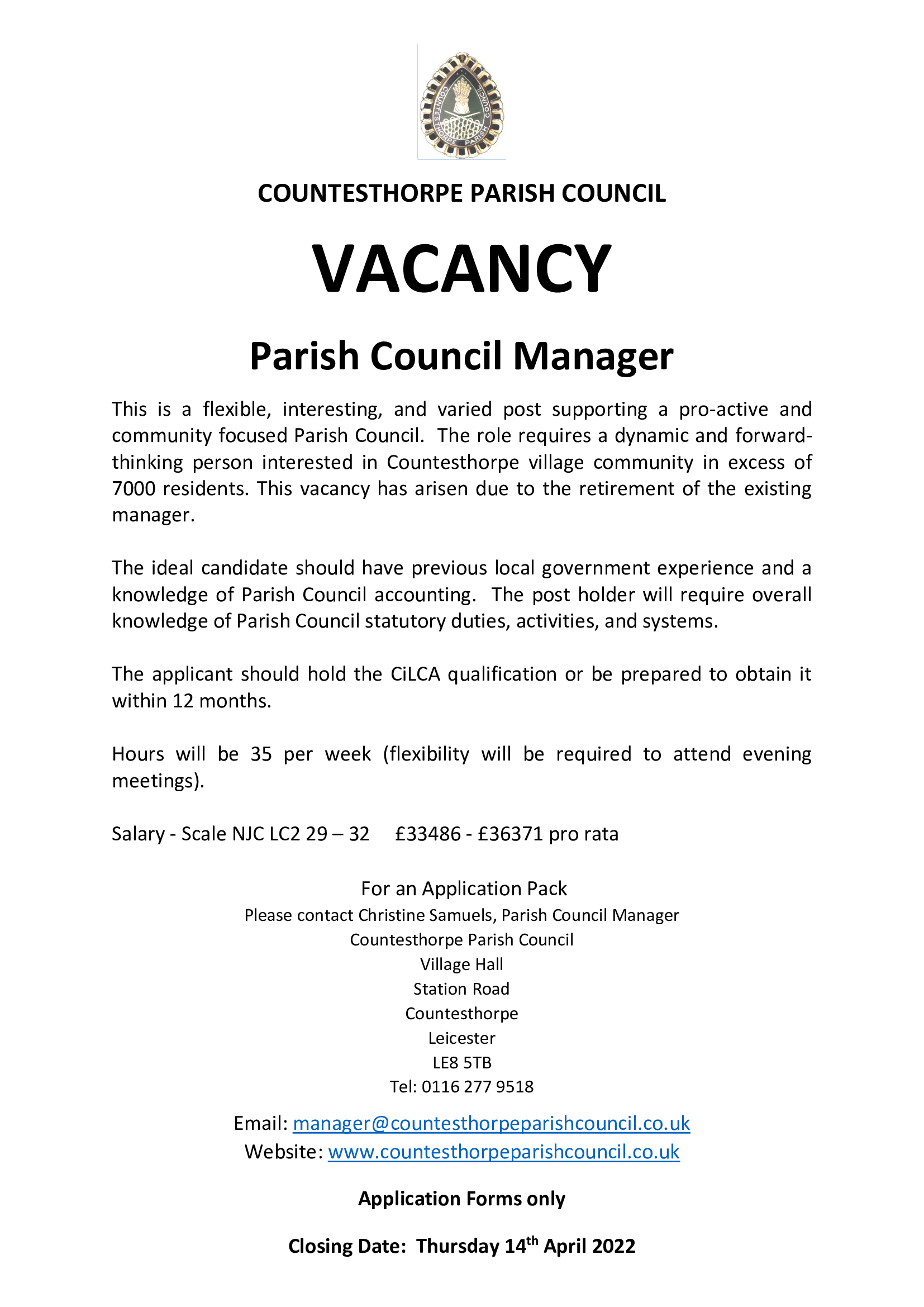 Vacancy for Manager